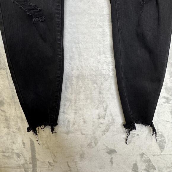 Torrid Jeans Womens 18R Black Sky High Skinny High Rise Button Fly Distressed - Picture 5 of 12